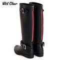 Punk style zipper tall boots women s pure color rain boots outdoor rubber water shoes for