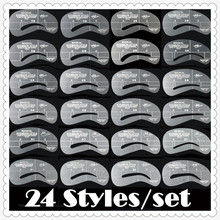 Eyebrow stencils 24 styles reusable eyebrow drawing guide card brow template DIY make up tools 204778 wholesales(24 styles/lot)