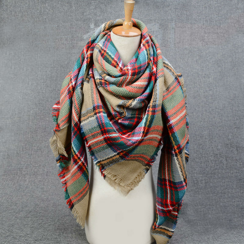Za Winter Luxury Brand Female font b Tartan b font Plaid Blanket Scarf Wrap Shawl Neck