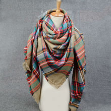 Za Winter Luxury Brand Female Tartan Plaid Blanket Scarf Wrap Shawl Neck Stole Warm Plaid Checked Pashmina