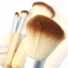 4PCS Makeup Brushes Bamboo Handle Professional Cosmetic Makeup Brush Sets Foundation Kabuki Maquiagem with Bag E