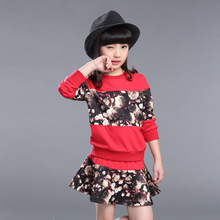 Fashion Spring baby girl clothing sets girls sportswear tracksuit sets vintage Flower Loose casual kids clothes set for girls