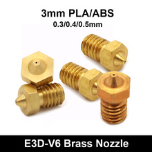 5pcs 3D Printer Copper Nozzle,Mixed Sizes 0.3mm/0.4mm/0.5mm Extruder Print Head For 3MM ABS PLA E3D-V6 V5