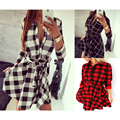 2016 Explosions Leisure Vintage Dresses Autumn Winter Fall Women Plaid Check Print Spring Casual Shirt Dress