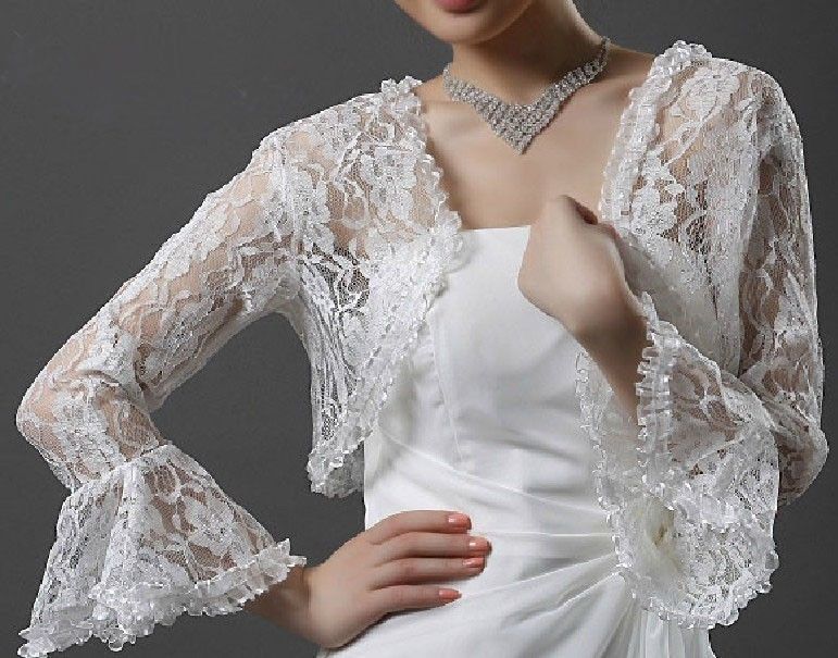 New 5 Colour Bridal Lace Bolero Jacket Shawl Wraps Cape Pashmina Wedding Dress 