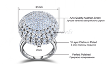 Charming Platinum Plated 218 Pieces 2mm Zircon Full Paved Round Shaped Vintage Ring Very Beautiful Ring