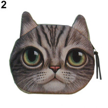 Novelty Girl 2015 Brand New Fashion Cartoon Cute Cat Face Zipper Case Coin Case Purse Wallet