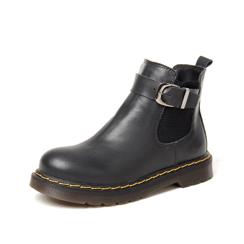 2015 Hot Sale Winter Women Boots Solid British Waterproof Cow Split Flats Shoes Warm Woolen ...