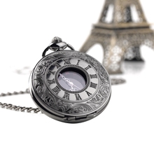 2015 Hot Fashion Steampunk Retro Vintage Chain Quartz Pocket Watch Roman Pattern