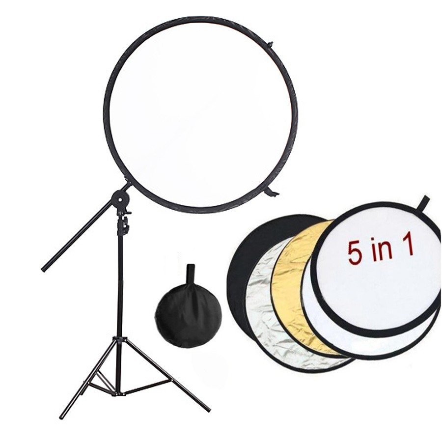 Photo-Lighting-Kit-200CM-Light-Stand-84cm-5in1-Collapsible-Studio-Lighting-Reflector-Disc-Backdrop-Arm-Grip