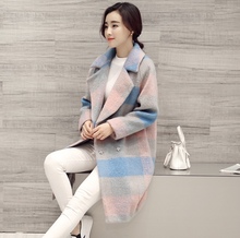 Special Offer 2015 Plaid Tweed Coats Long Loose Thick Wool Coat Female Manteau Femme Winter Coat Women Cashmere Jacket Big Size