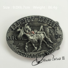 Retail Fashion Cool 3D lucky luke belt buckle 90*67mm Oval Silver Metal For 4cm Wide Belt Classic Mens Womens Jeans accessories
