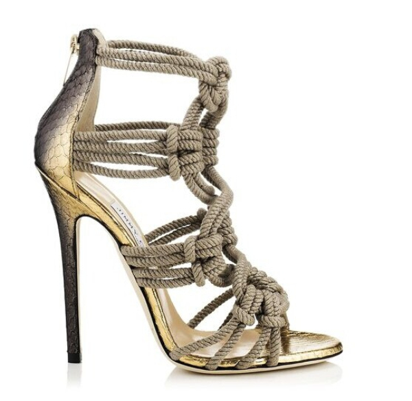 : Buy Brand high heel rope sandals genuine leather gladiator sandals ...