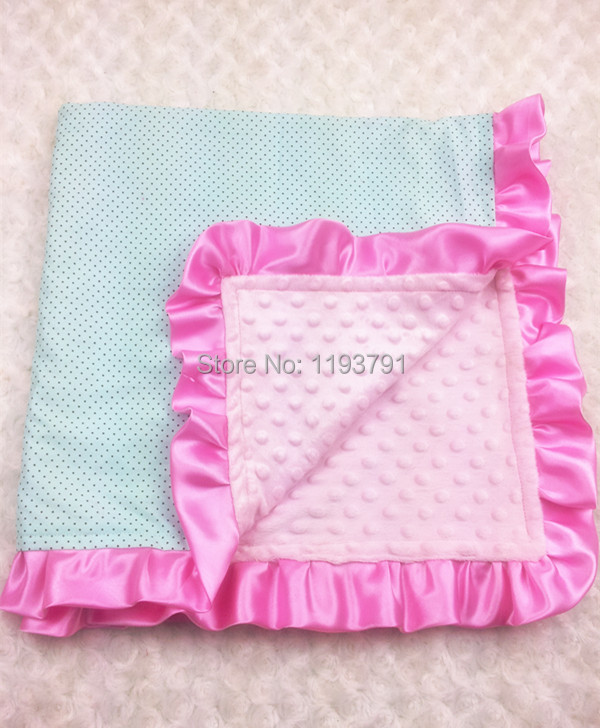 free shipping baby blanket pink minky dot blanket black dot pink ruffle