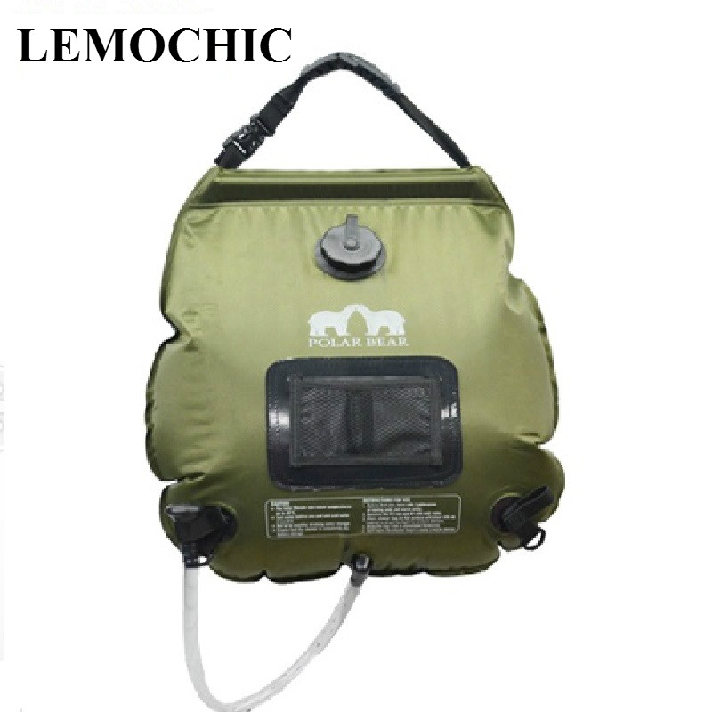 High quality Summer 20L outdoor camping hiking driving bicycle tour solar heating with Folding Shower Bag Hot water