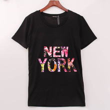 2016 Rock Fashion T Shirt Women NEW YORK Printed Printing T-shirt Women Summer Band New Top Tee Shirt Femme Plus Size YB