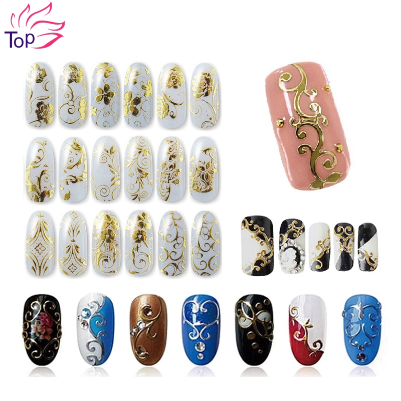 108 Pattern Sheet Large Size Bronzing Stickers Paste Manicure Gold Silver Flowers Sticker Decal 3D Nail