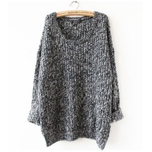 2015 Winter Women Wool Knitted Sweater Batwing Sleeve Tops Pullover Coat Loose Outwear Plus Size 5 Colors