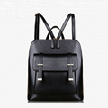 Solid Color Simple Women Korean Style Backpack Large Capacity Fashion Genuine Leather Small Bag Belt Buckle