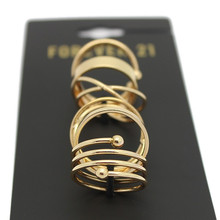 2015 Latest Fashion Punk Gold Plated Stackable Midi Ring Sets For Women Ensemble bijoux Wholesale 6pcs