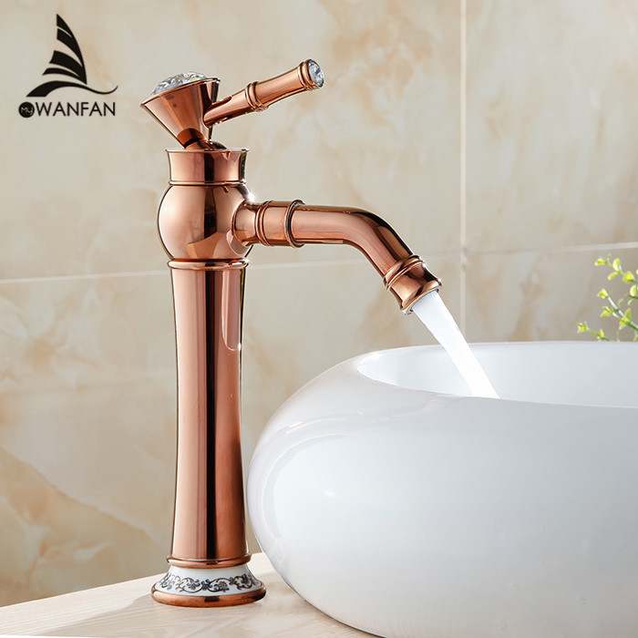Фотография fashion luxury noble and elegant rose gold faucet single hole hot and cold faucet Free Shipping AL-7309BE