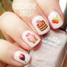 Sweety Strawberry Cakes Pattern Nail Art Water Decals Transfers Sticker