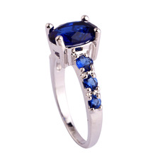 Wholesale Unisex New Arrival Fashion Jewelry Oval Cut Sapphire Quartz 925 Silver Ring Size 6 7