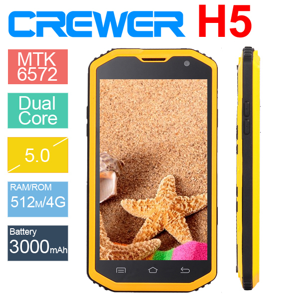 Waterproof Phone lp68 Military SmartPhone CREWER H5 5inch IPS Screen Android 4 4 Dual Core MTK6572A