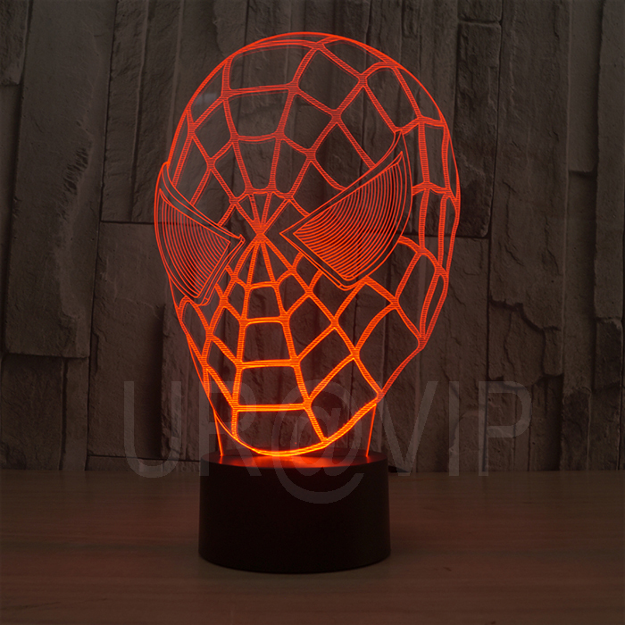 Amazing 3D Illusion led Table  Lamp Night Light with spider man shape with 7 color light  JC-2820