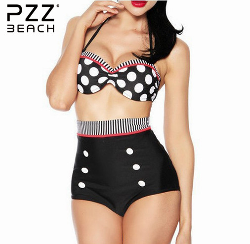 2016 Summer Push Up Swimwear Women Plus Size Bikini Bathing Suit Beach Swim Suit Wear Sexy Pink Striped Dot High Waist Biquini 2016 Summer Push Up Swimwear Women Plus Size Bikini Bathing Suit Beach Swim Suit Wear Sexy Pink Striped Dot High Waist Biquini