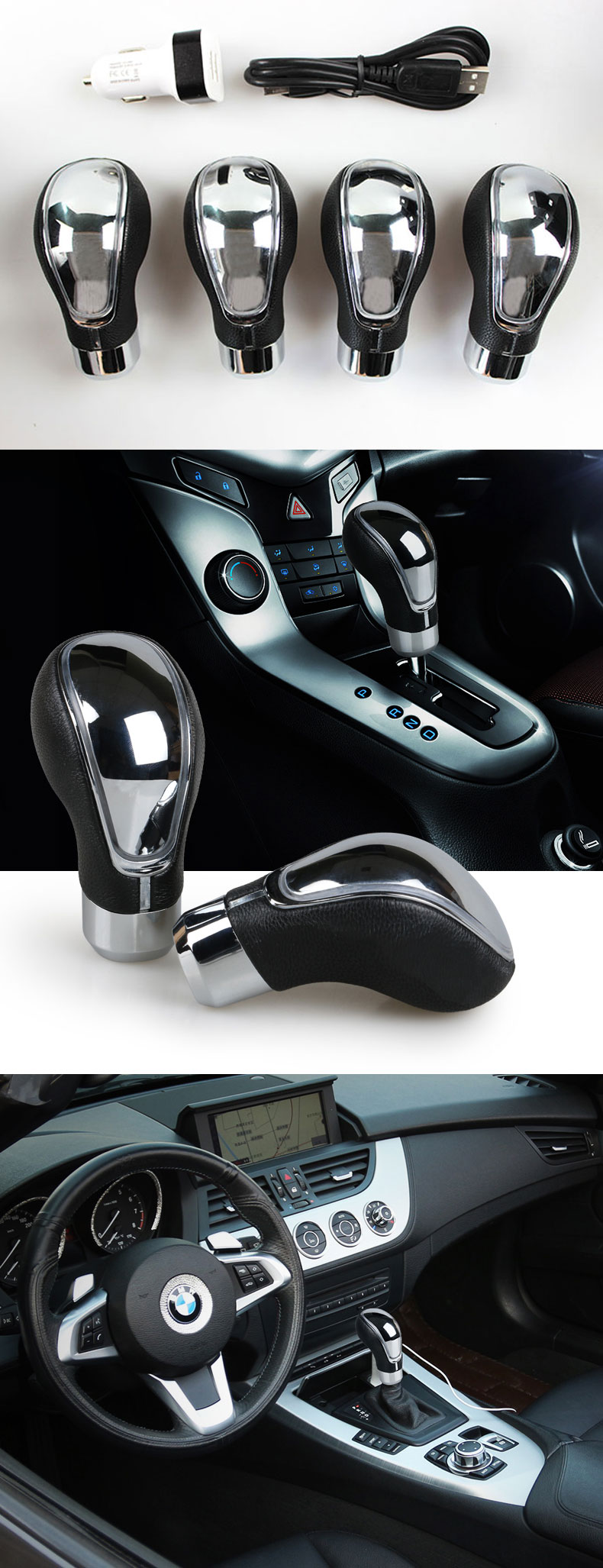raspbery Personality Manual Shifting Car Gear Shift Manopola Pomello con pomello del Cambio a Sfera con adattatori Adatti alla Maggior Parte delle Auto Noble