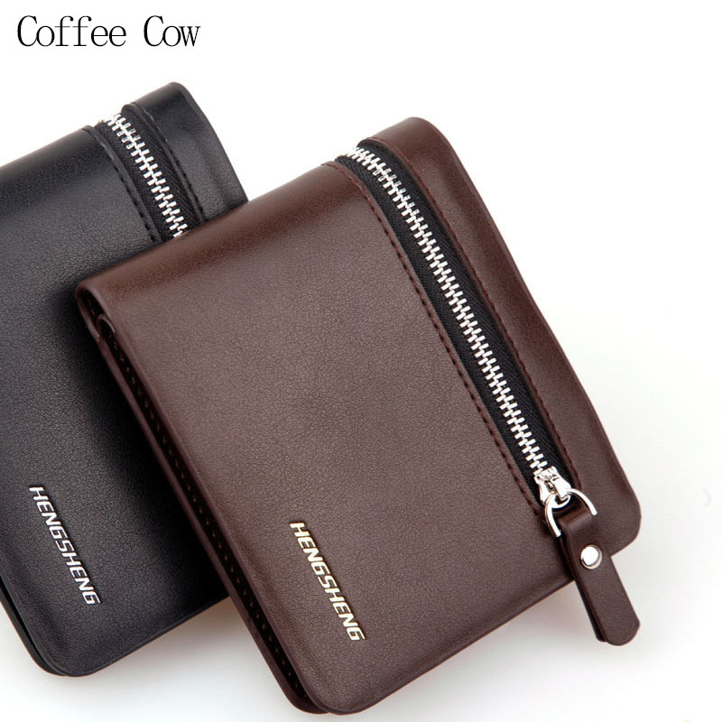 2016 Famous Brand Soft Top Leather Men Zipper Short Wallet, Male&#39;s Business Cowhide Purse With ...