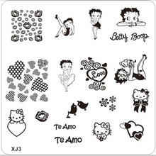 Wholesaler Square Nail Art Stamp Stamping Image Plate Manicure Stencil Cat Beauty Lady Lip Lace Heart XJ03