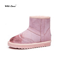 Willa s Dance Suede Snow Boots Women 2016 Winter Flat with Black Ankle Boots for Ladies