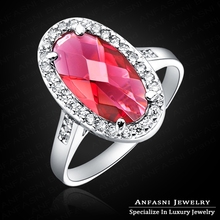 First-class Real Platinum Plated Cubic Zircon Diamond Ring Luxury Duchess’s Ring With High Imitative Red Ruby