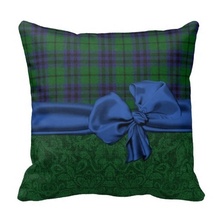 Worse Green Damask And Tartan Plaid Pillow Case (Size: 45x45cm) Free Shipping