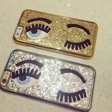 New Arrival 2015 3D Fashion Chiara Ferragni Sequins Big Blinking Eyes Case for iPhone5 5s 6 iPhone 6 Plus Bling Phone Case Cover