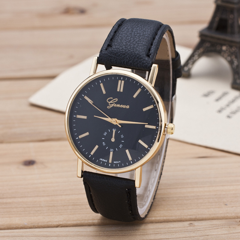 2016 New Fashion Simple Leather Strap Geneva Women Watch Hot Relojes Quartz Women Dress Watch Clock