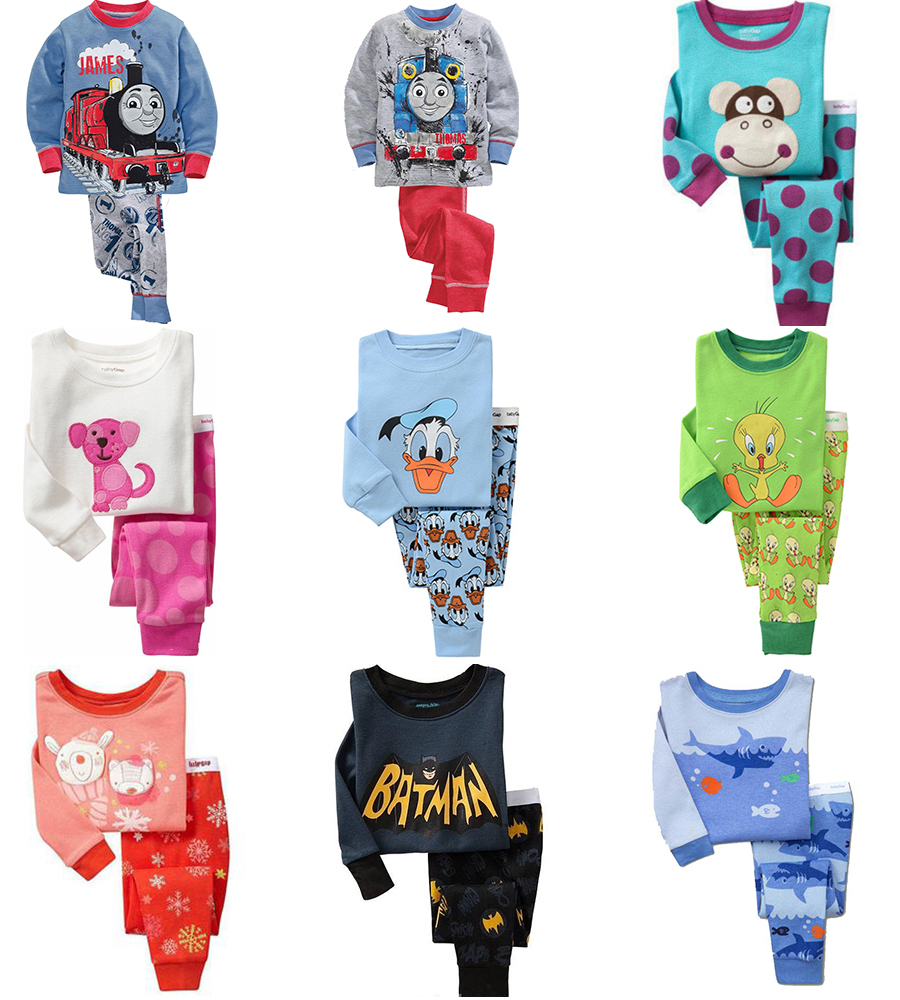 2015 Spring Autumn Kids Clothes Baby Boys Girls Clothing Long Sleeve Costumes Cotton Pajamas PJS Childrens