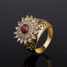 Mixed Order Free shipping 18K Gold Filled Rhinestone Luxury Crystal Flower shape fashion woman Ring Jewelry