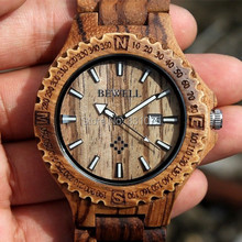 Diseño de japón movimiento de moda Bewell madera reloj de madera