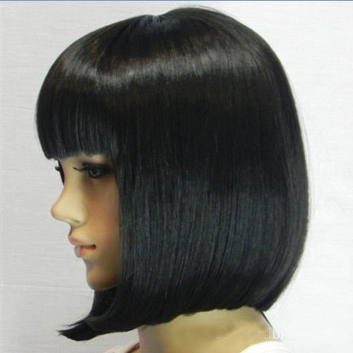 2015 китайский лучший черный короткие синтетического бобо-русый волос с челкой дешевой цене продаж высокое качество черный короткий боб парики для женщин