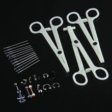 Body Navel Bar Ring Piercing Needle Jewelry + Tool Kits Labret Stainless Steel Set Durable Ear