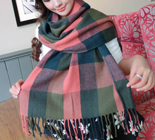 Fashionable Women Plaid Winter Scarf Warm Female Shawl Tippet Long Artificial Wool Wrap Muffler female
