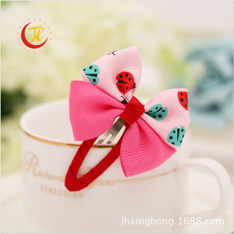 2015 baby kids bow hair clips fashion childen Ribbon Headwear many different animal prints Boutique Hairclips SFH01