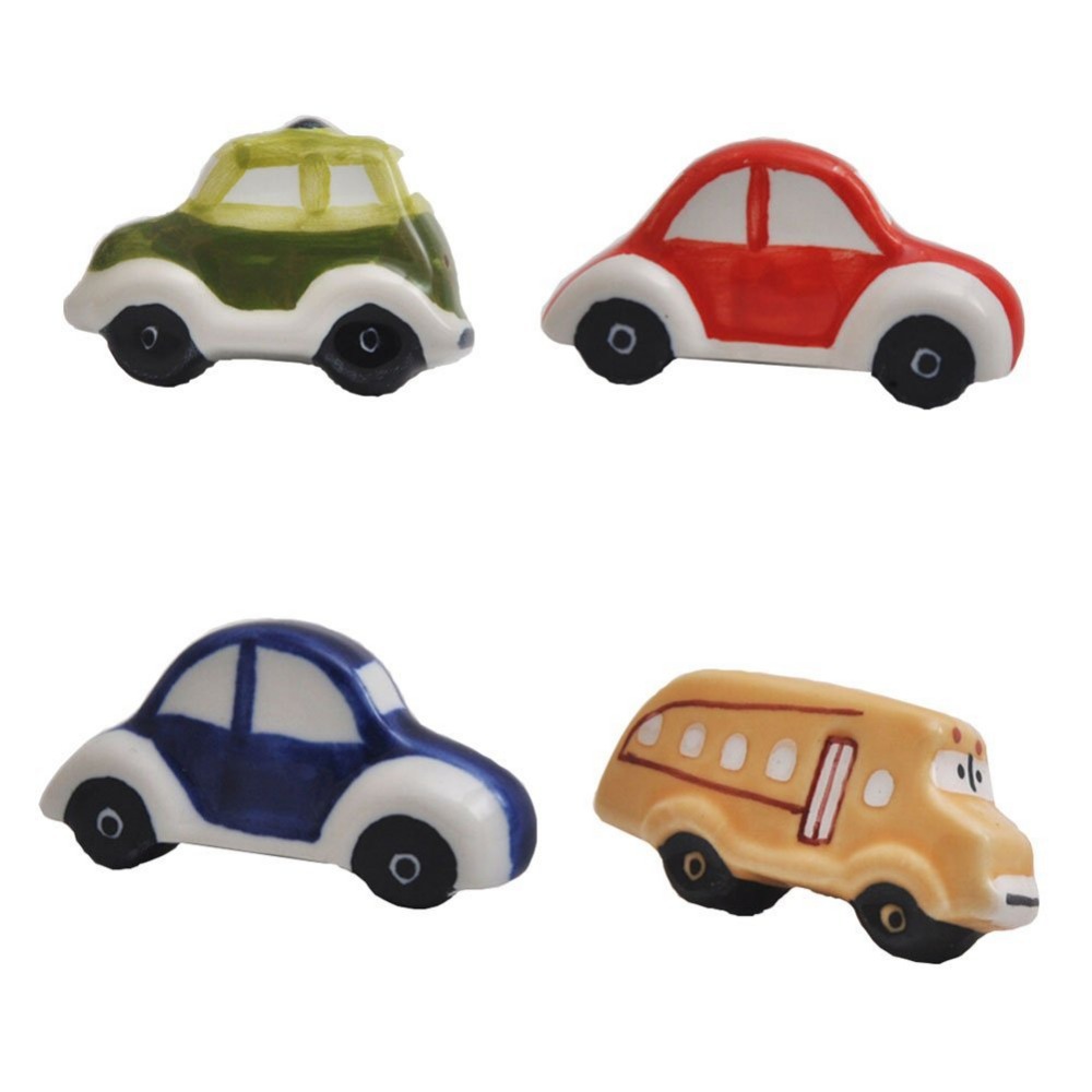 Cartoon car shaped ceramic children Furniture knobs, Porcelain drawer dresser wardrobe handles pulls knobs
