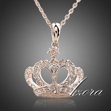 Queen’s Crown 18K Rose Gold Plated SWA ELEMENTS Austrian Crystal Jewelry Pendant Necklace FREE SHIPPING!(Azora TN0095)