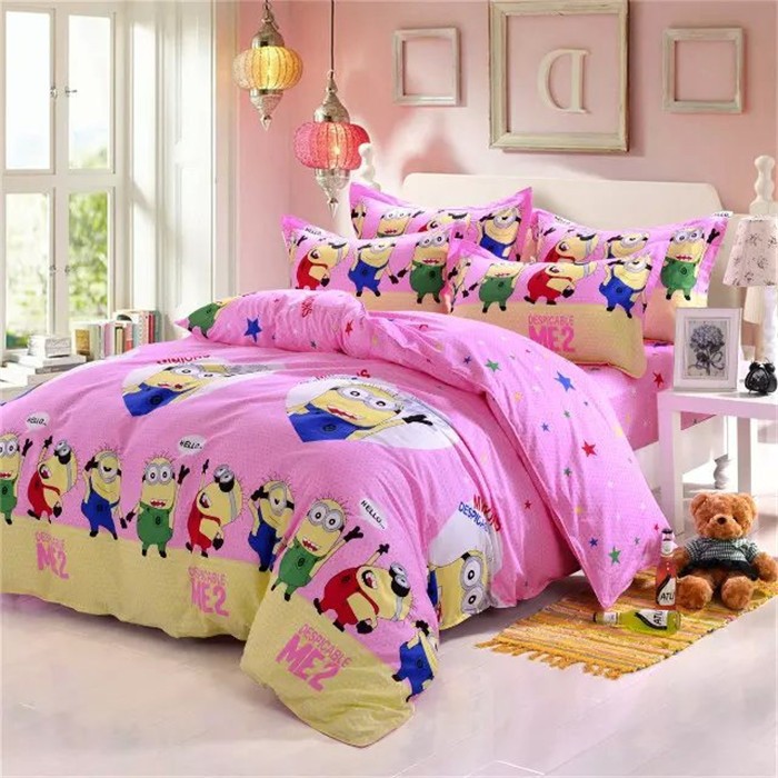Pink And Yellow Minions Comforter Set Sweet Comforter Bedding Bed Comforters Sets For Kids From