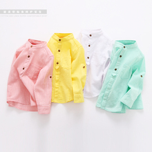 The boy long sleeved shirt 2016 children clothing new baby solid casual shirt collar children cotton shirt