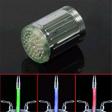 Express Free Shipping 200pcs LED Faucet Water Shower Head Kitchen BathroomGlow LED Light Automatic Water Stream Spout Sink Tap